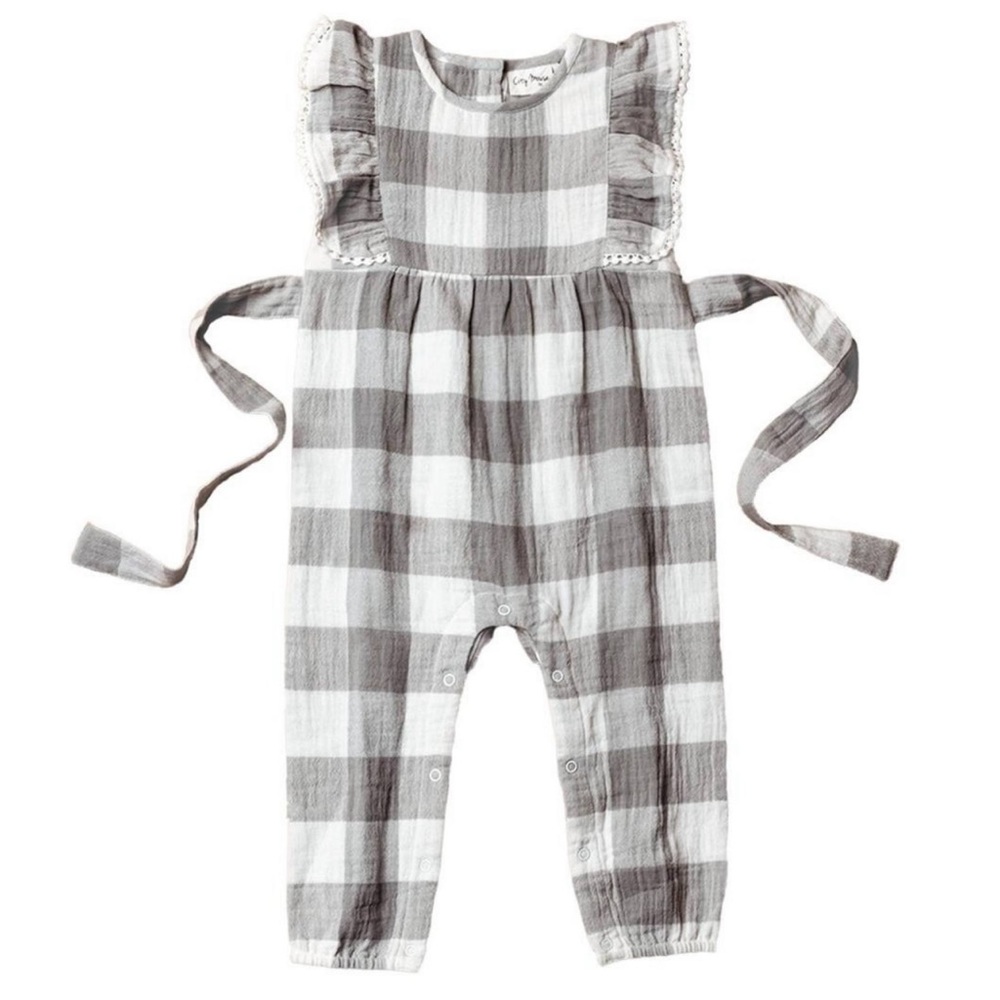 City Mouse 18-24 Month Plaid Flutter Sleeve Jumpsuit